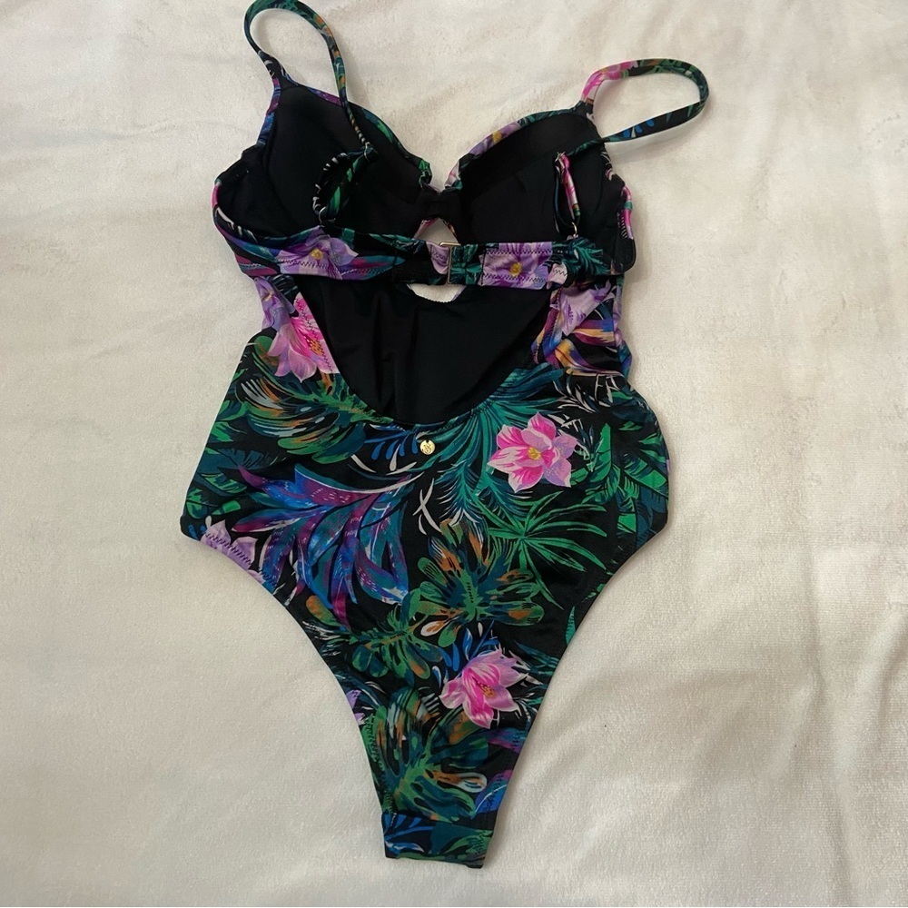 New! Victoria's Secret black palm push-up Swimsuit tropical Floral 3848 - Picture 7 of 7